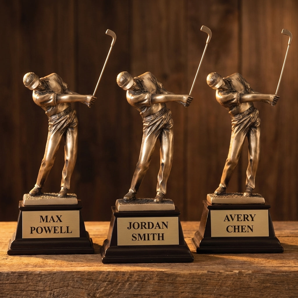 Personalized Golf Trophy 8.75"/9.5"/9.75" - Custom Engraved RSN AWRD for Team, Coach & MVP Awards - View 4