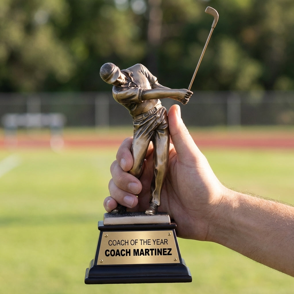 Personalized Golf Trophy 8.75"/9.5"/9.75" - Custom Engraved RSN AWRD for Team, Coach & MVP Awards - View 5