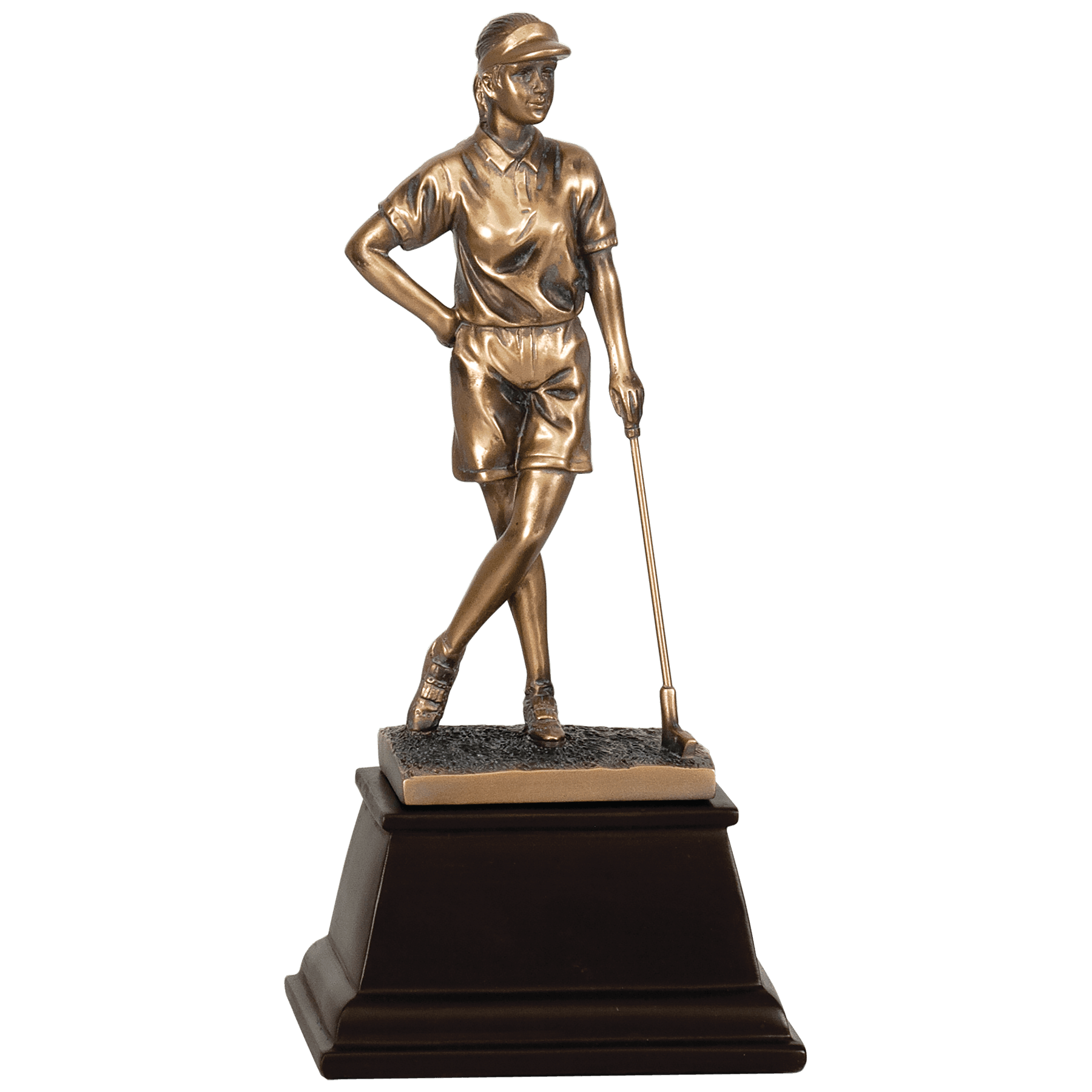 Personalized Female Golf Trophy 9"/9.5" - Custom Engraved RSN AWRD for Team, Coach & MVP Awards - View 1