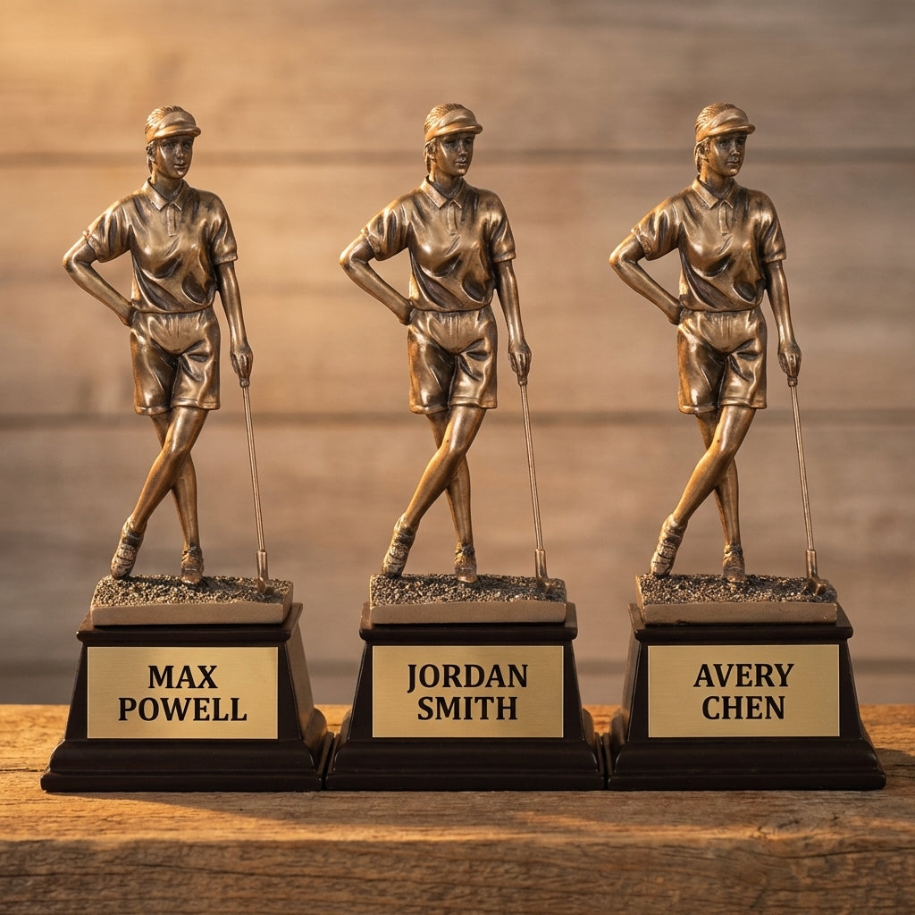 Personalized Female Golf Trophy 9"/9.5" - Custom Engraved RSN AWRD for Team, Coach & MVP Awards - View 4