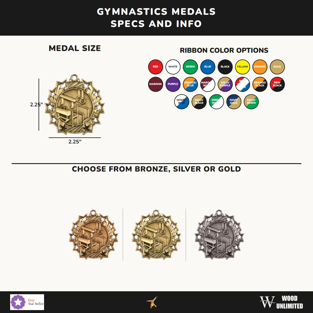Personalized Gymnastics Team Medals, Gymnast Medallions with Neck Ribbon, Gymnast Awards for Players and Coaches - Image 8...