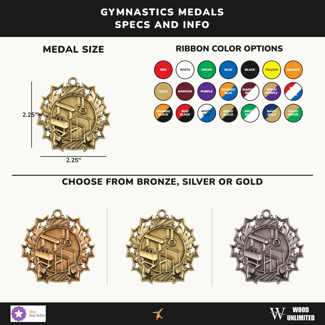 Personalized Gymnastics Team Medals, Gymnast Medallions with Neck Ribbon, Gymnast Awards for Players and Coaches - Image 5...