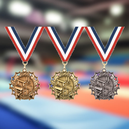 Personalized Gymnastics Team Medals, Gymnast Medallions with Neck Ribbon, Gymnast Awards for Players and Coaches - Main pr...