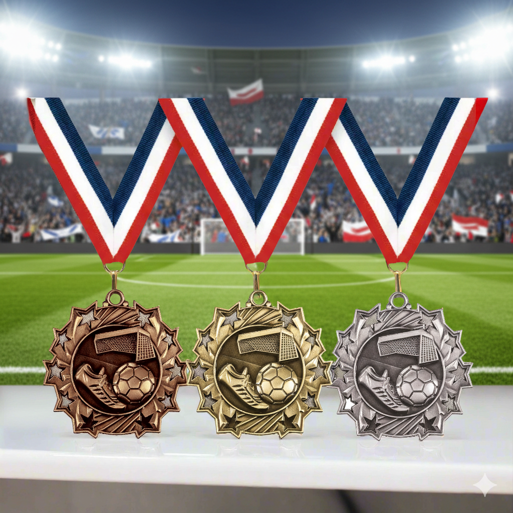 Personalized Soccer Team Medals, Soccer Player Medallions with Neck Ribbon, Soccer Player Awards for Players and Coaches -...