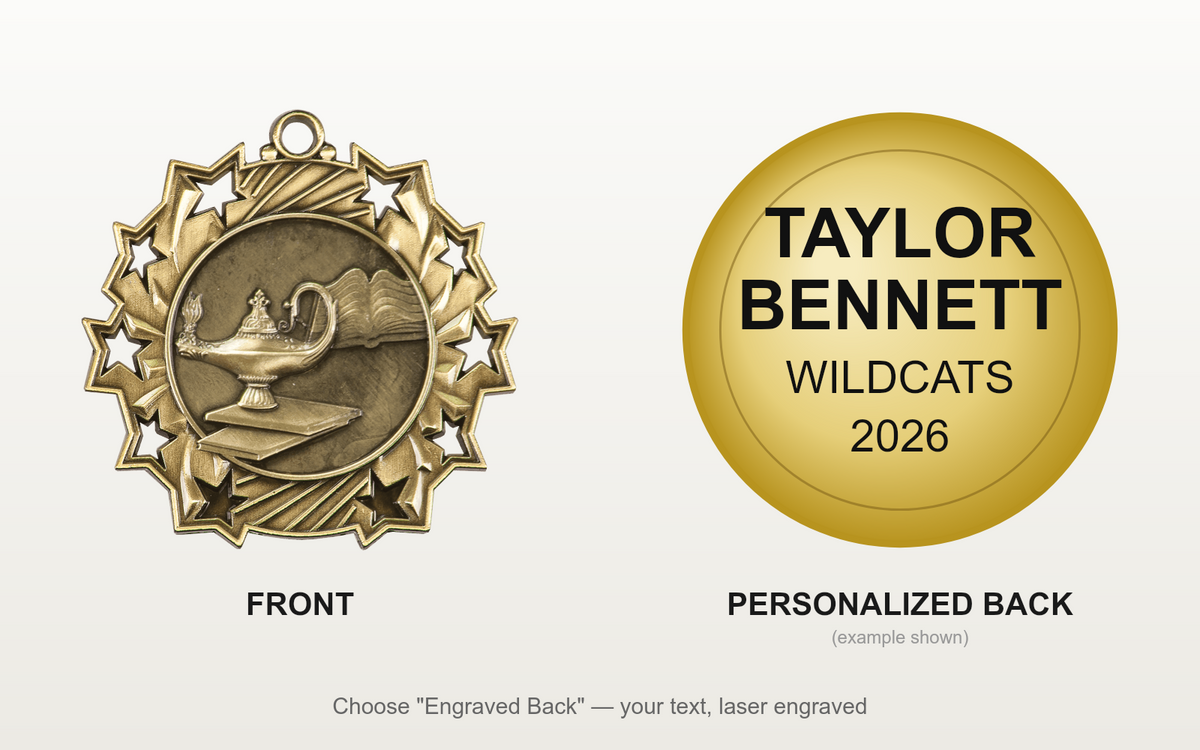 Personalized Graduation Medals with Neck Ribbon - Gold Silver Bronze - Custom Engraved