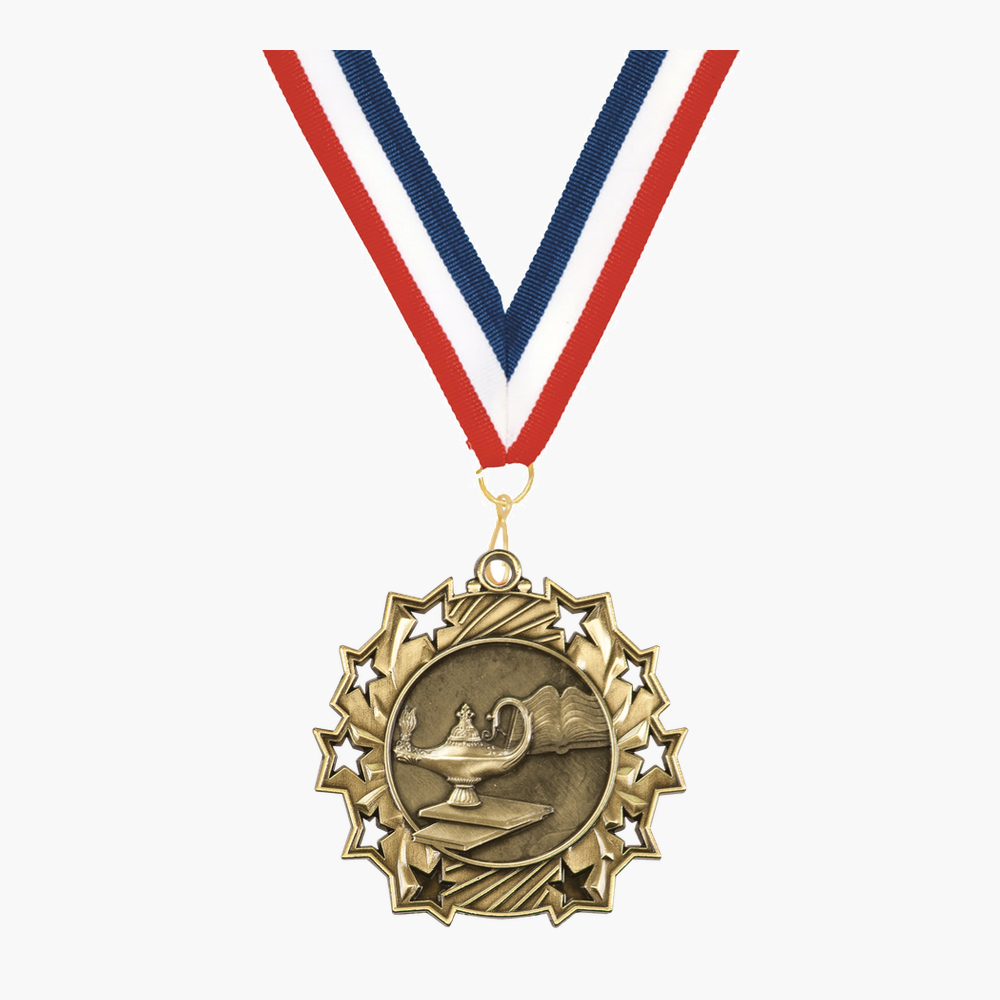 Personalized Graduation Medals with Neck Ribbon - Gold Silver Bronze - Custom Engraved