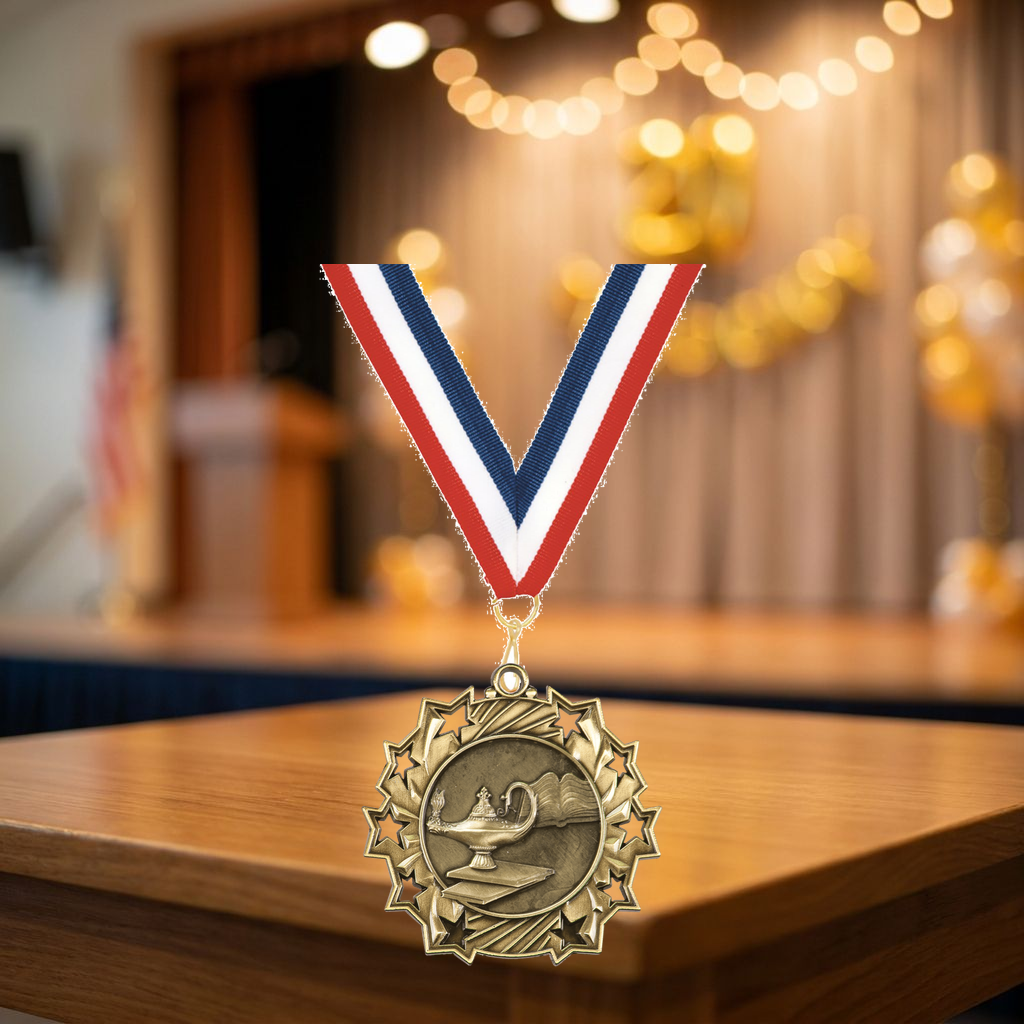 Personalized Graduation Medals with Neck Ribbon - Gold Silver Bronze - Custom Engraved