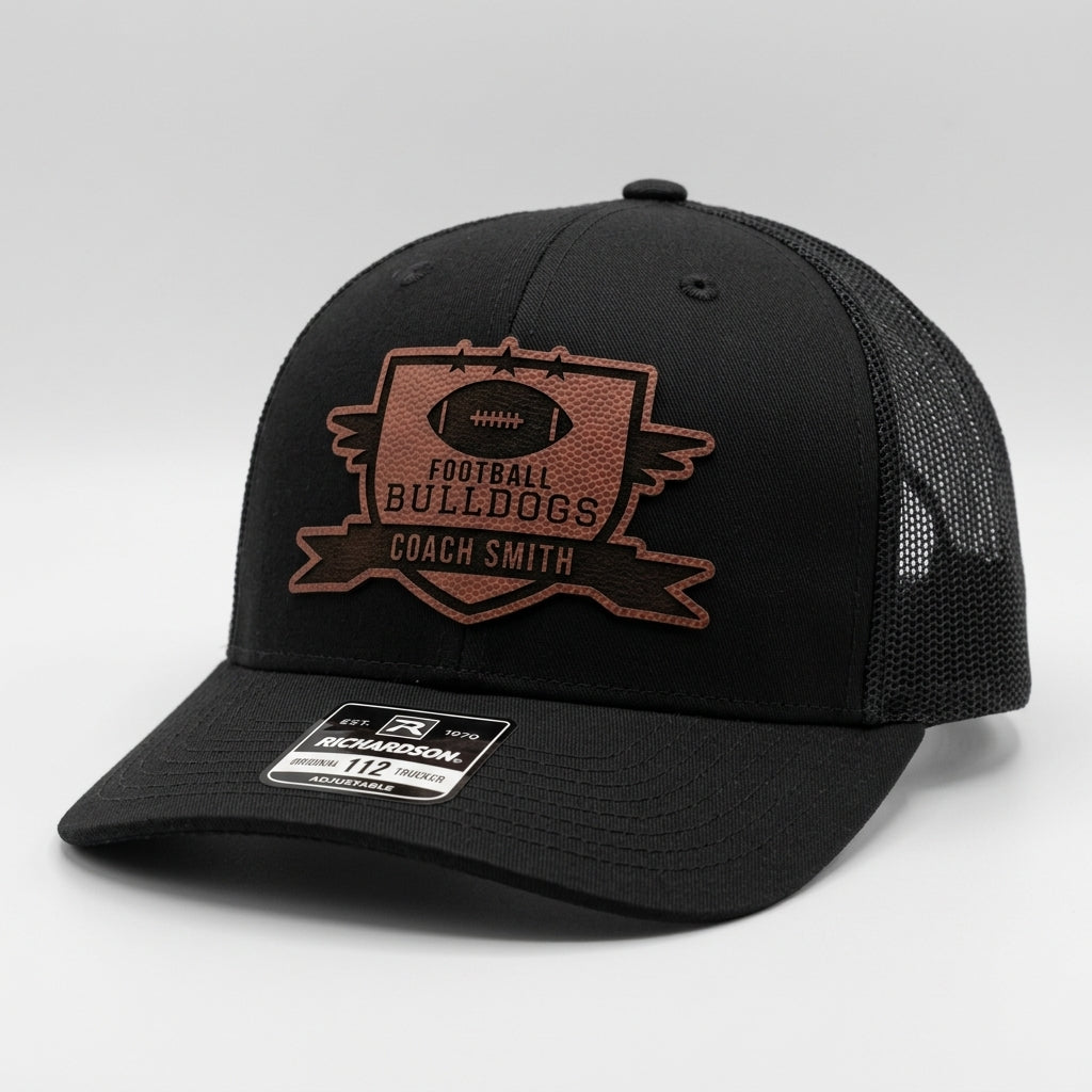 matching football coach gift hats for a coaching staff