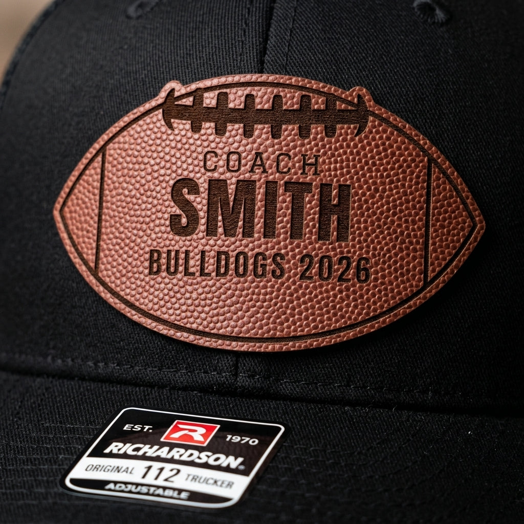 football shaped patch coach hat gift ready for banquet night