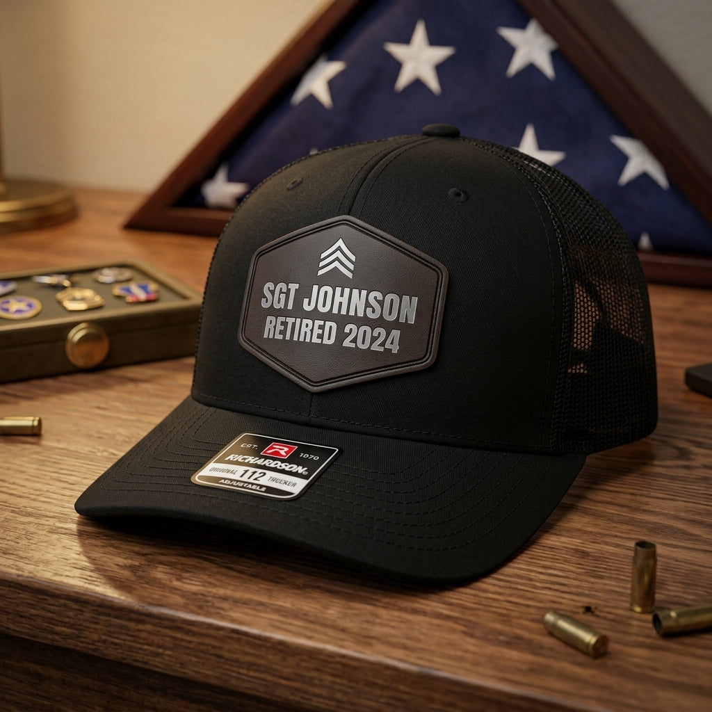 military retirement gift hat personalized with name
