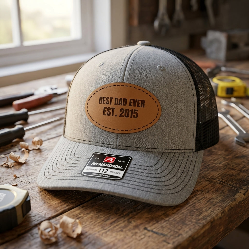 fathers day gift hat with kids names engraved