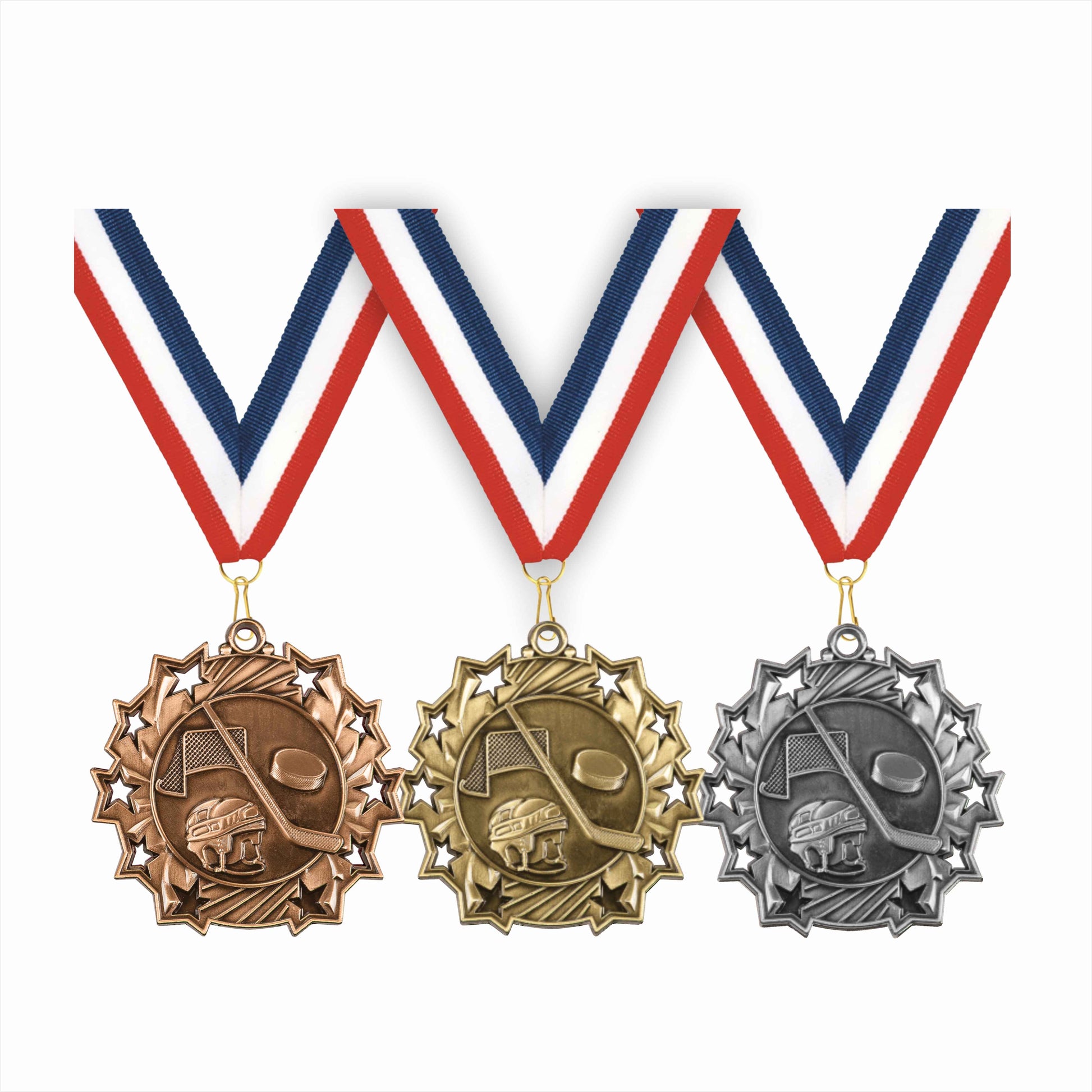 Personalized Hockey Team Medals, Hockey Player Medallions with Neck Ribbon, Hockey Player Awards for Players and Coaches -...