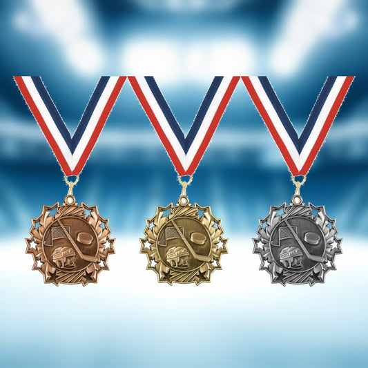Personalized Hockey Team Medals, Hockey Player Medallions with Neck Ribbon, Hockey Player Awards for Players and Coaches -...
