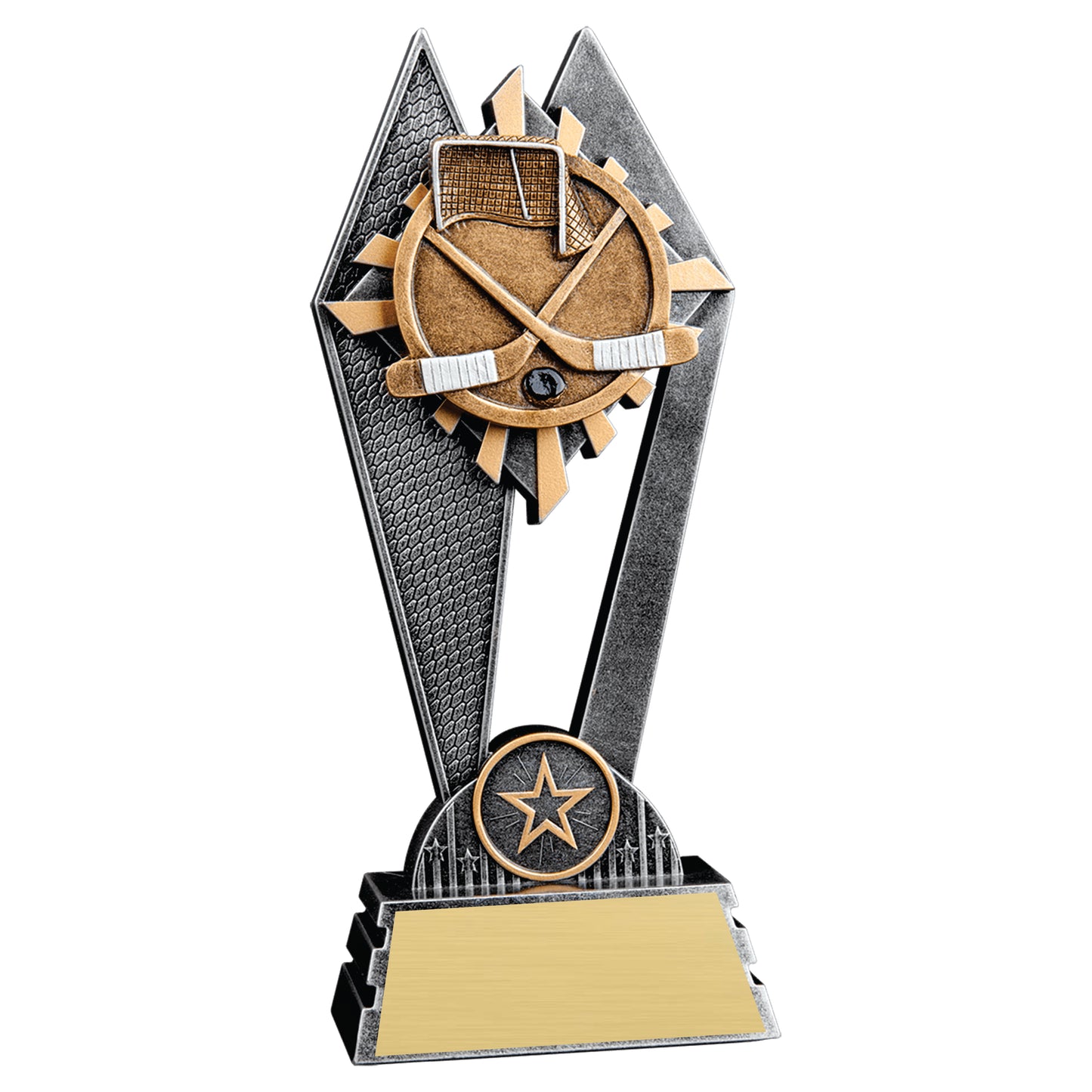 Hockey Recognition Trophy with Dual-Peak Design and Star Accents - Ideal for Youth, High School, and League Events