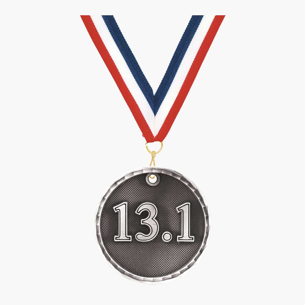 Personalized Half Marathon Medals with Neck Ribbon - Gold Silver Bronze - Custom Engraved