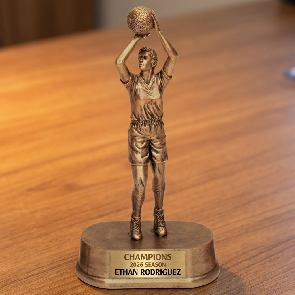 Personalized Basketball Trophy 9.25"/9.5" - Custom Engraved RESIN 9.25" for Team, Coach & MVP Awards - View 2
