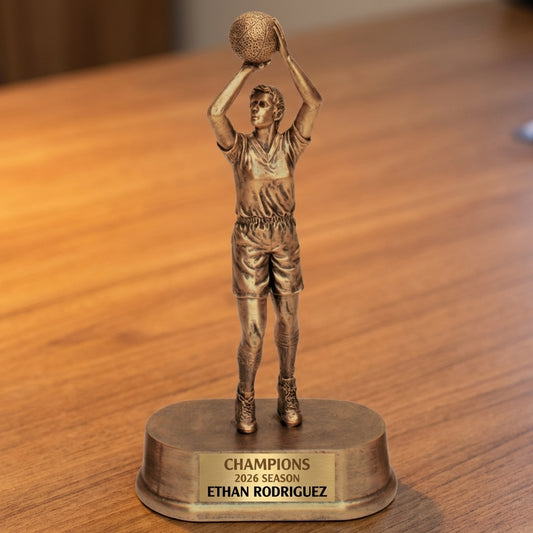 Personalized Basketball Trophy 9.25"/9.5" - Custom Engraved RESIN 9.25" for Team, Coach & MVP Awards - View 2