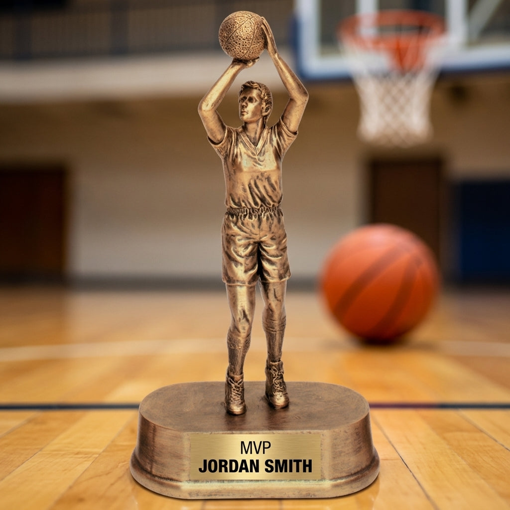 Personalized Basketball Trophy 9.25"/9.5" - Custom Engraved RESIN 9.25" for Team, Coach & MVP Awards - View 3