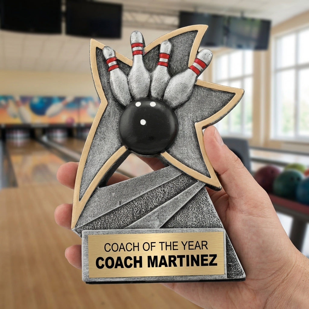 Personalized Bowling Trophy 5.5" - Custom Engraved JSR for Team, Coach & MVP - View 5