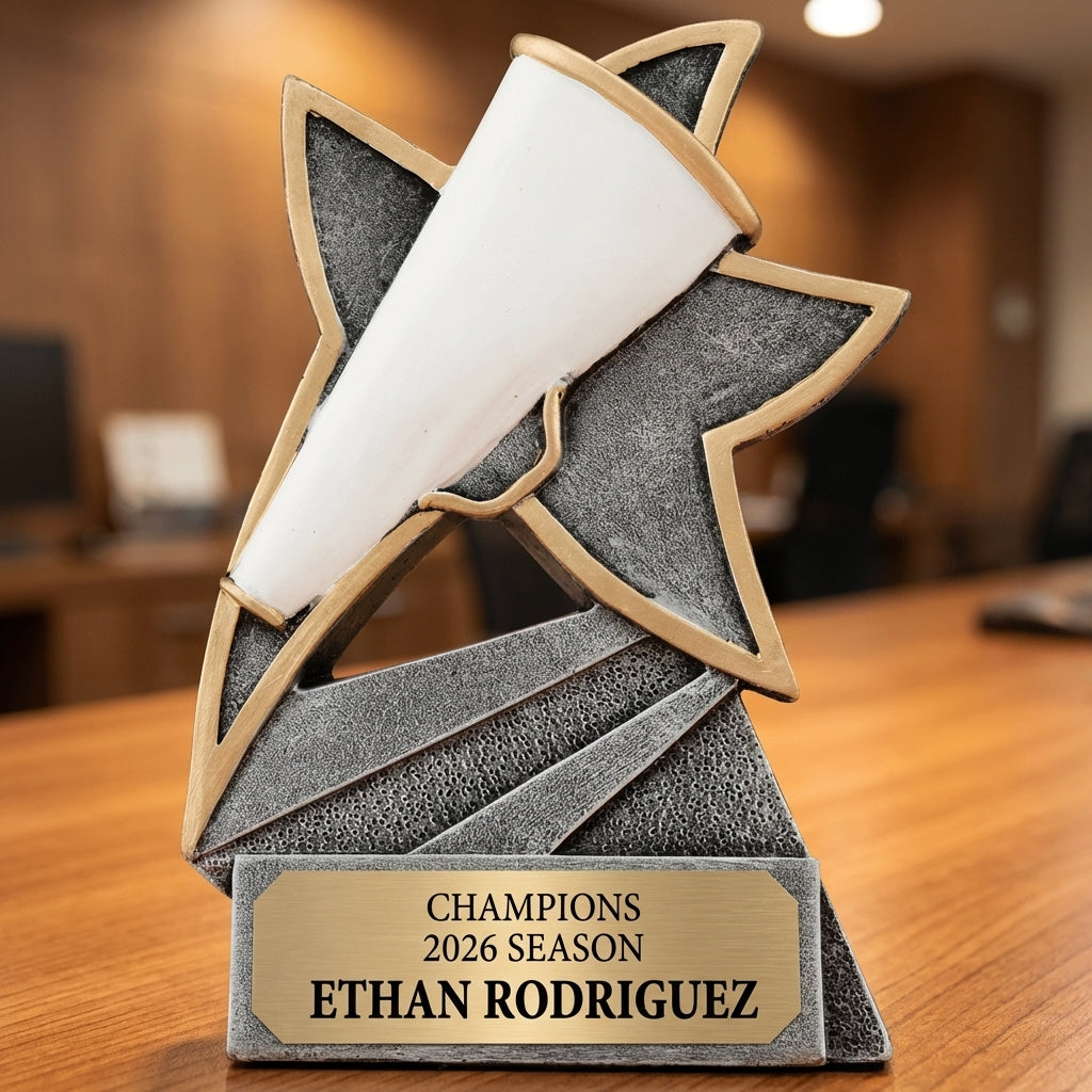 Personalized Cheer Trophy 5.5" - Custom Engraved JSR for Team, Coach & MVP - View 2