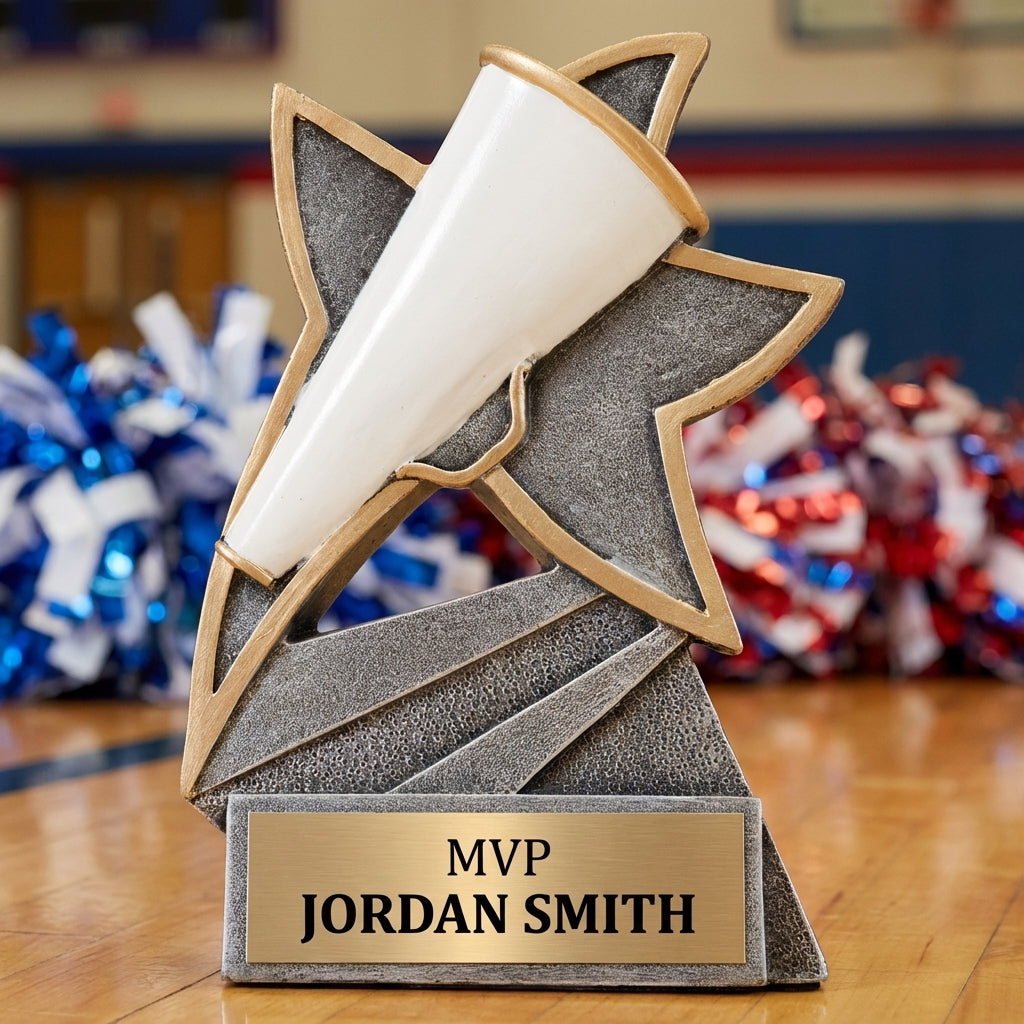 Personalized Cheer Trophy 5.5" - Custom Engraved JSR for Team, Coach & MVP - View 3
