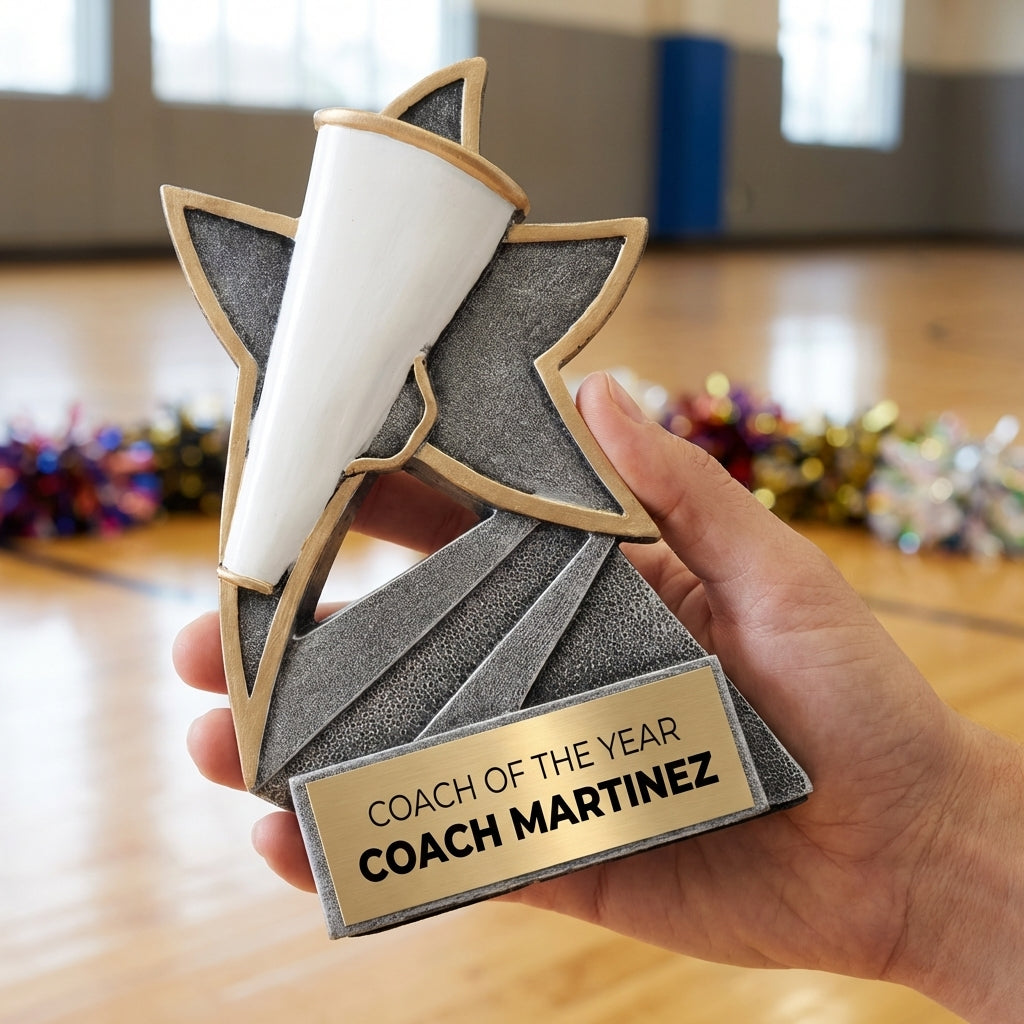 Personalized Cheer Trophy 5.5" - Custom Engraved JSR for Team, Coach & MVP - View 5