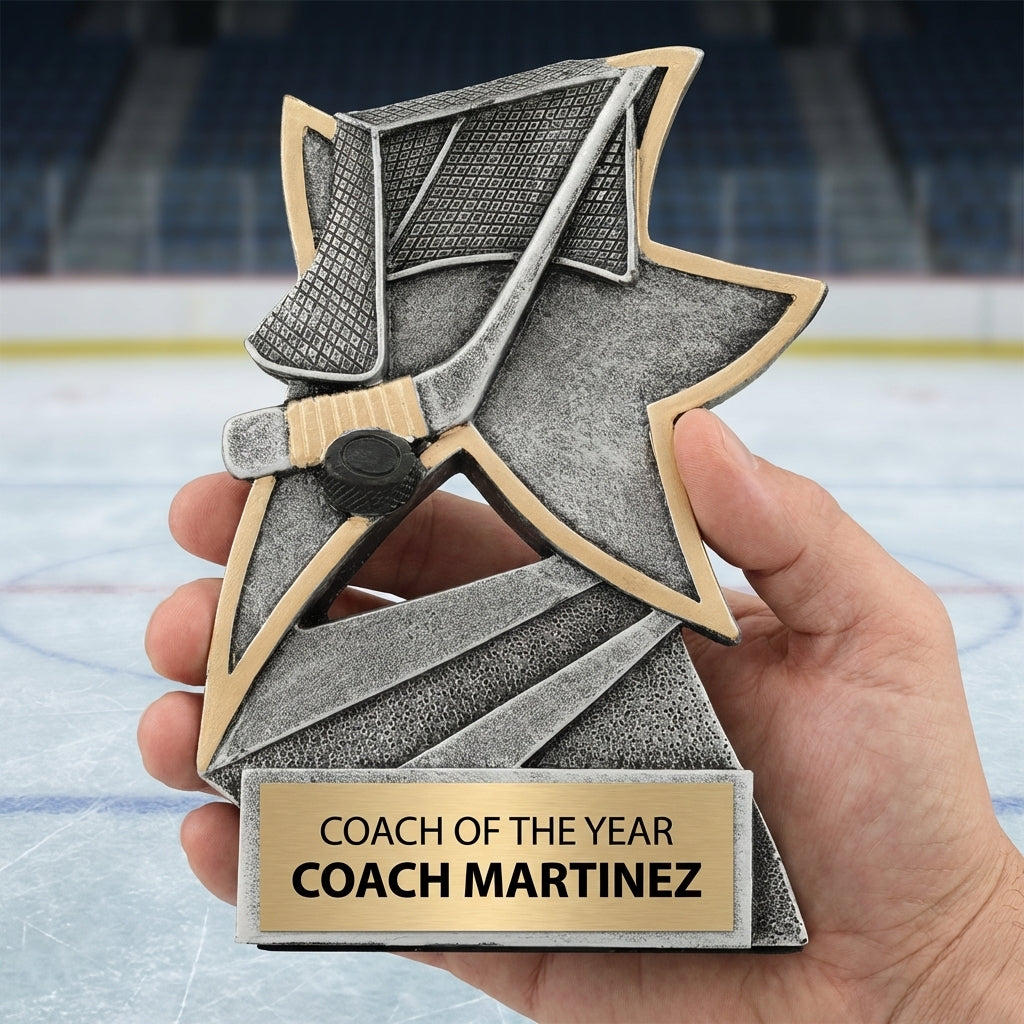Personalized Hockey Trophy 5.5" - Custom Engraved JSR for Team, Coach & MVP - View 5