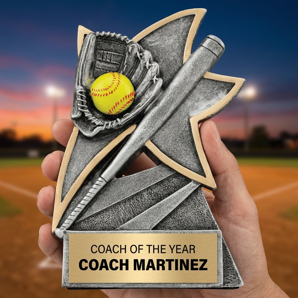Personalized Softball Trophy 5.5" - Custom Engraved JSR for Team, Coach & MVP - View 5