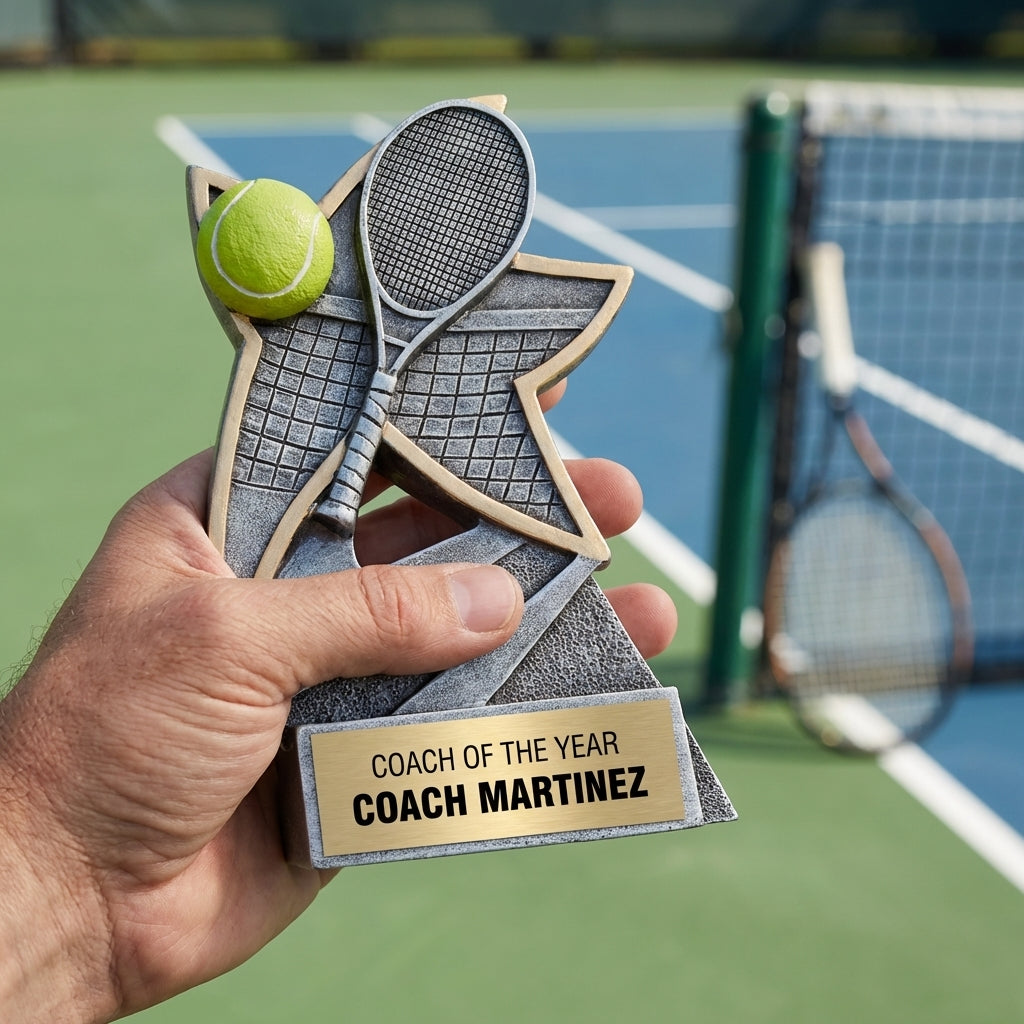 Personalized Tennis Trophy 5.5" - Custom Engraved JSR for Team, Coach & MVP - View 5