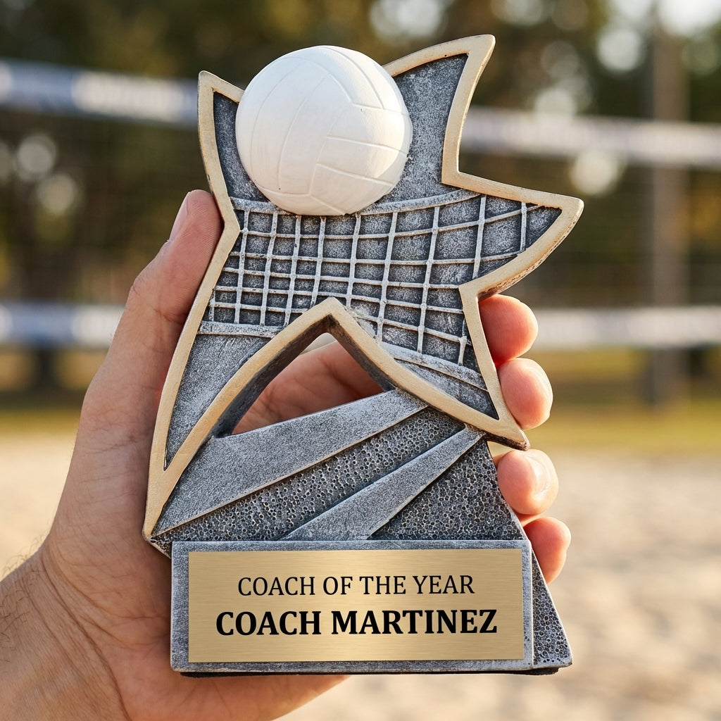 Personalized Volleyball Trophy 5.5" - Custom Engraved JSR for Team, Coach & MVP - View 5