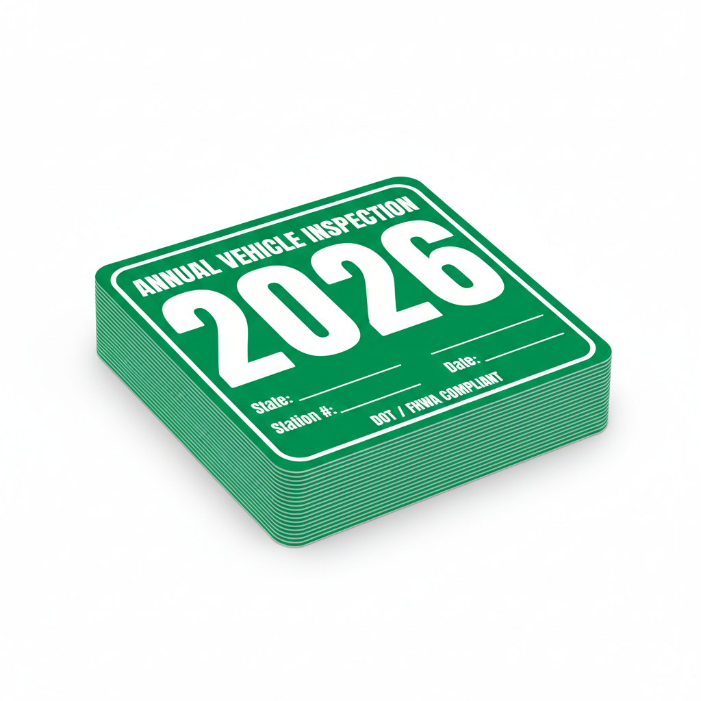 Annual Vehicle Inspection Stickers - 10 Pack - Weatherproof Vinyl