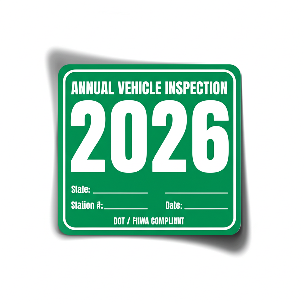 Annual Vehicle Inspection Stickers - 10 Pack - Weatherproof Vinyl - alternate view