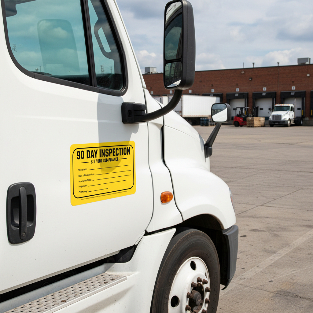 DOT 90-Day Inspection Labels - 100 Pack - Weatherproof Vinyl - detail view
