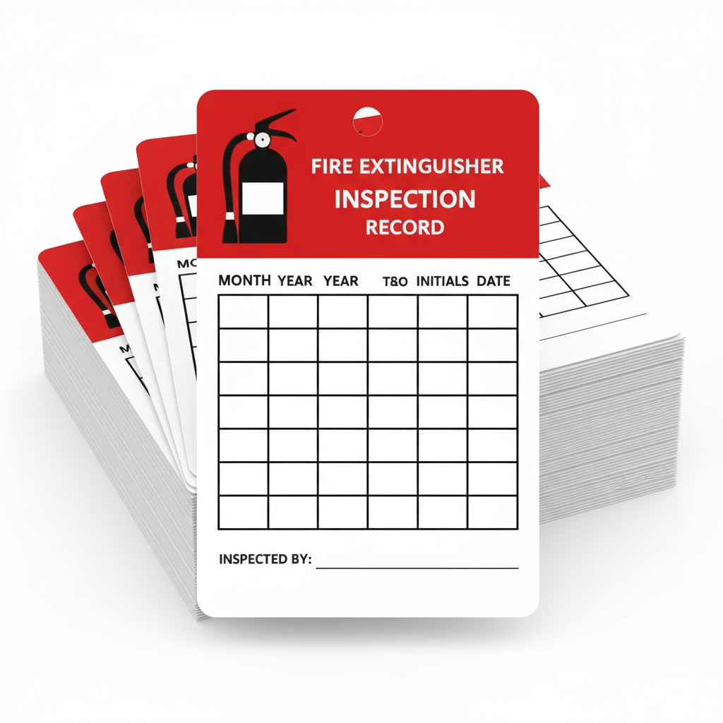 Fire Extinguisher Monthly Inspection Tags - 25 Pack - Weatherproof Vinyl
