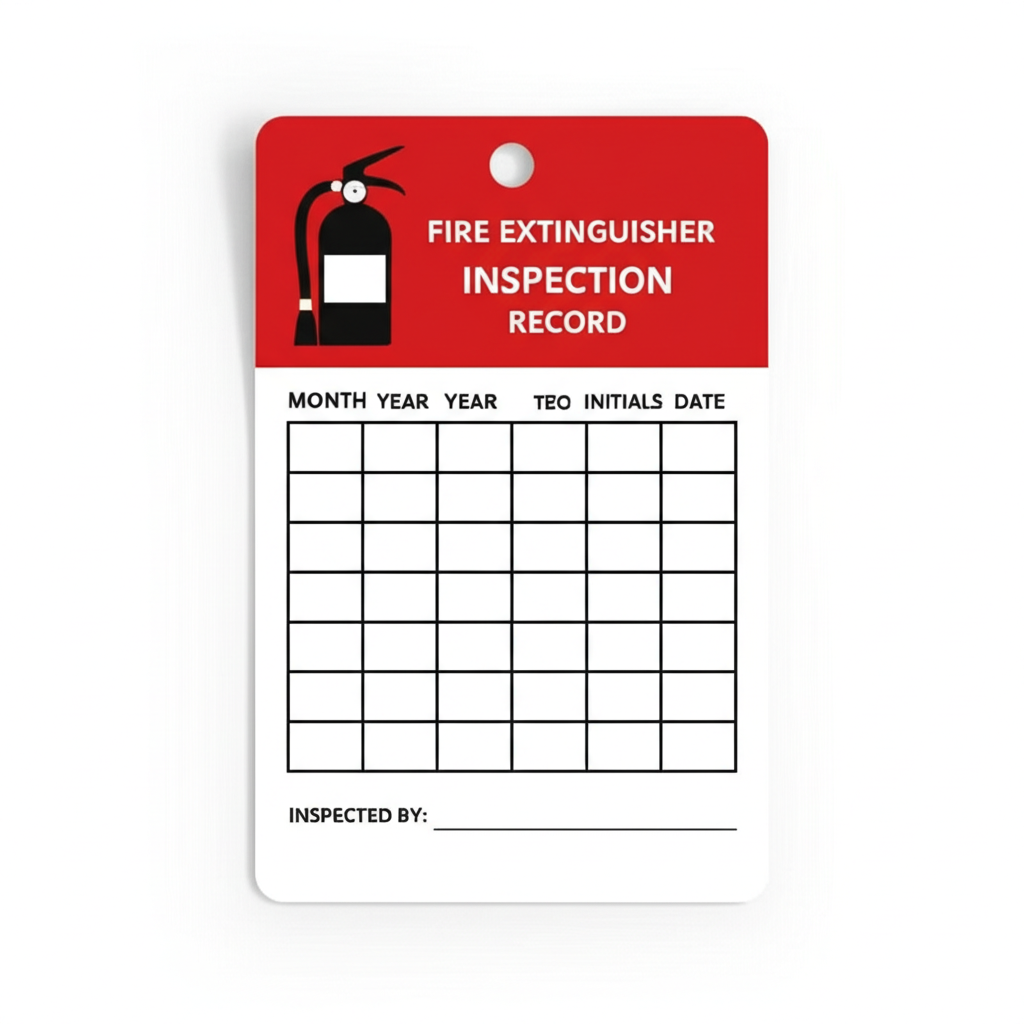 Fire Extinguisher Monthly Inspection Tags - 25 Pack - Weatherproof Vinyl - alternate view