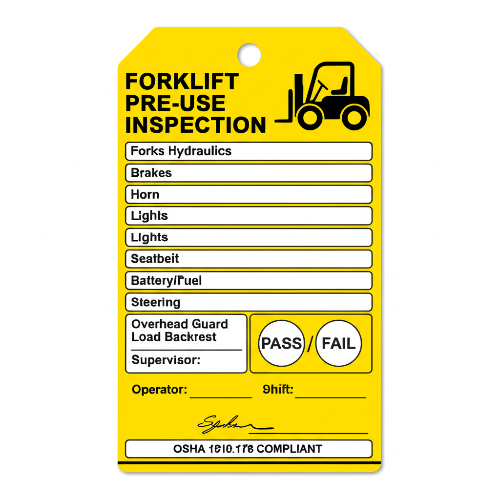 Forklift Daily Pre-Use Inspection Tags | Wood Unlimited