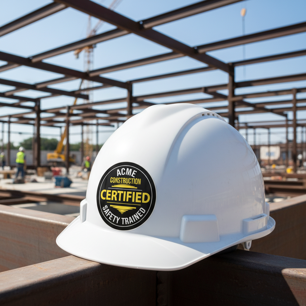 Hard Hat Stickers - Company Branded - 50 Pack - Weatherproof Vinyl