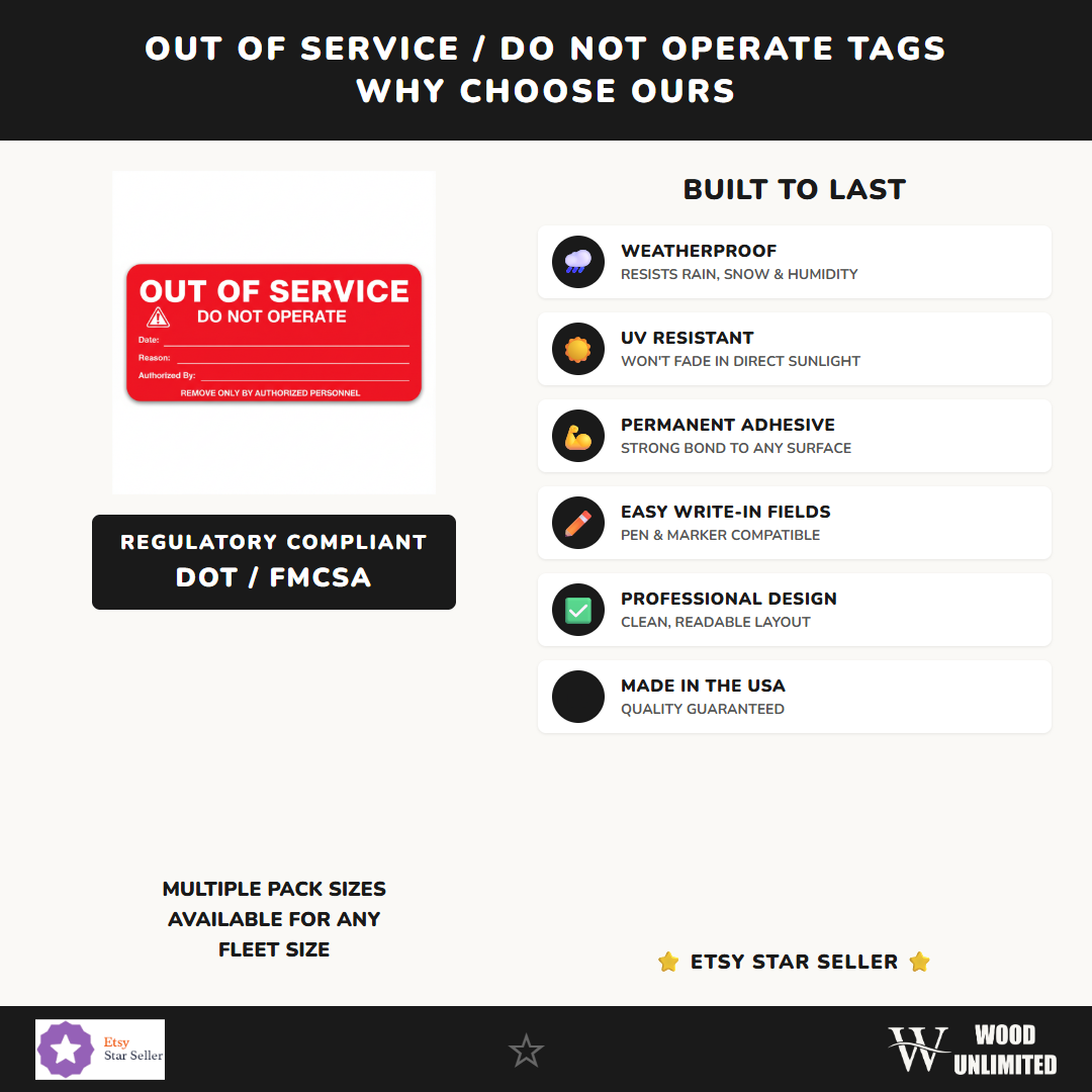 Out of Service / Do Not Operate Tags - 50 Pack - Weatherproof Vinyl