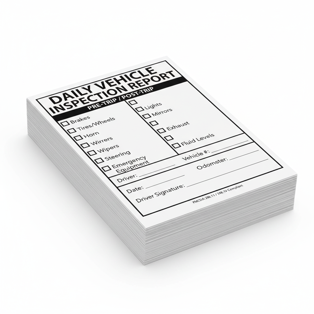 Pre-Trip / Post-Trip Daily Inspection Forms - 50 Pack - Weatherproof Vinyl
