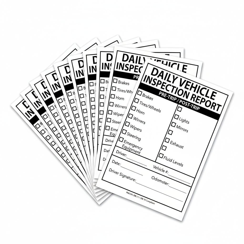 Pre-Trip / Post-Trip Daily Inspection Forms - 25 Pack - Weatherproof Vinyl
