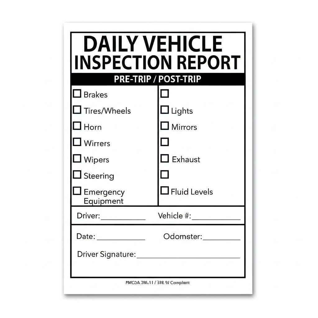 Pre-Trip / Post-Trip Daily Inspection Forms - 50 Pack - Weatherproof Vinyl