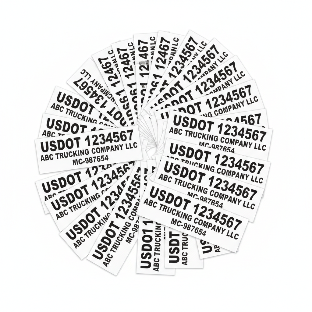 USDOT Number & Company Name Decals - 5 Pack - Weatherproof Vinyl