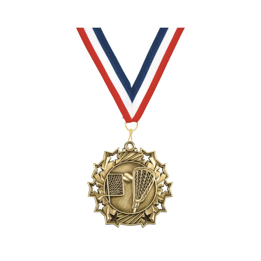 Personalized Lacrosse Team Medals, Lacrosse Player Medallions with Neck Ribbon, Lacrosse Player Awards for Players and Coa...