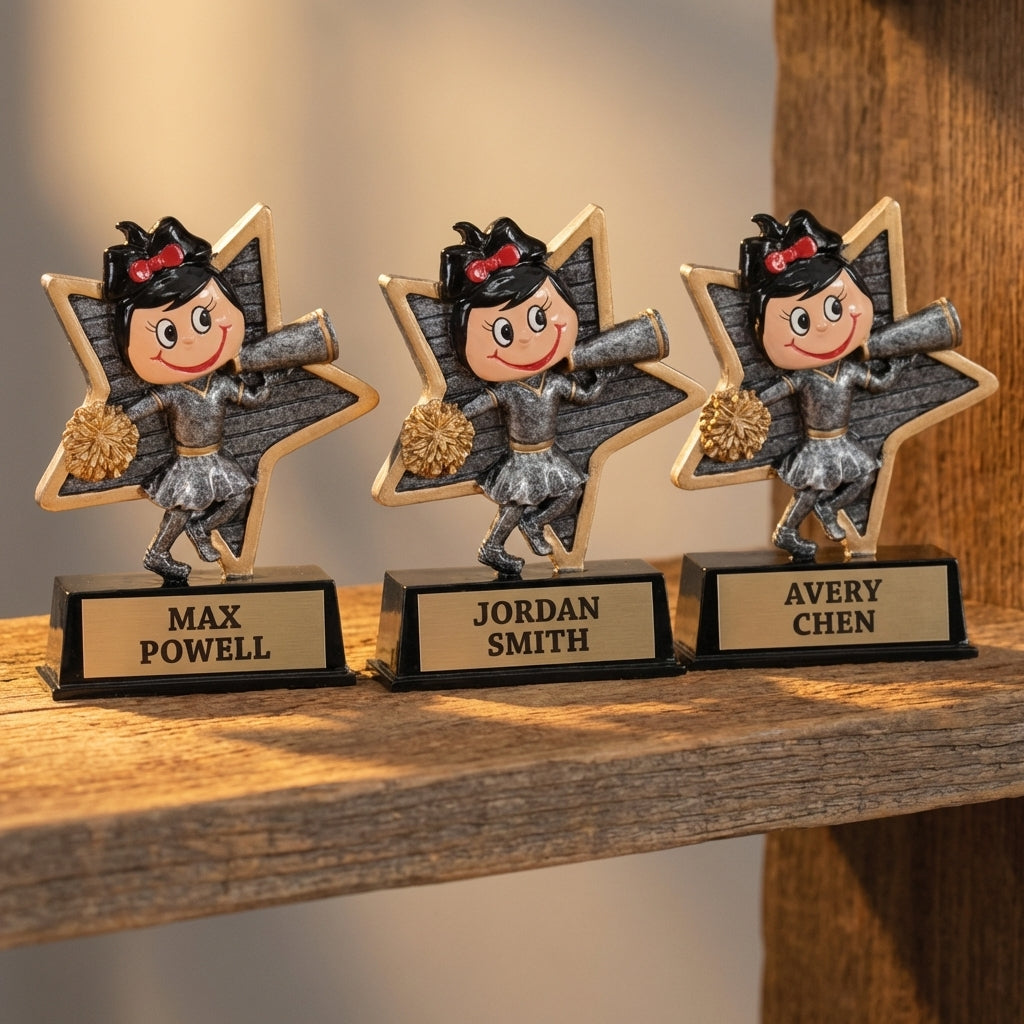 Personalized Cheer Trophy 5" - Custom Engraved LPR for Team, Coach & MVP - View 4
