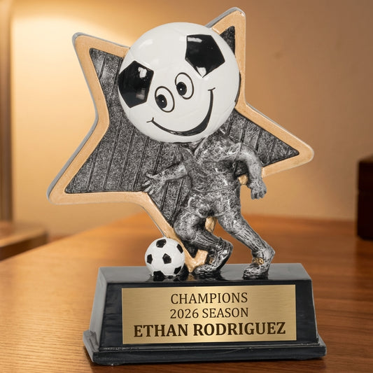 Personalized Soccer Trophy 5" - Custom Engraved LPR for Team, Coach & MVP - View 2