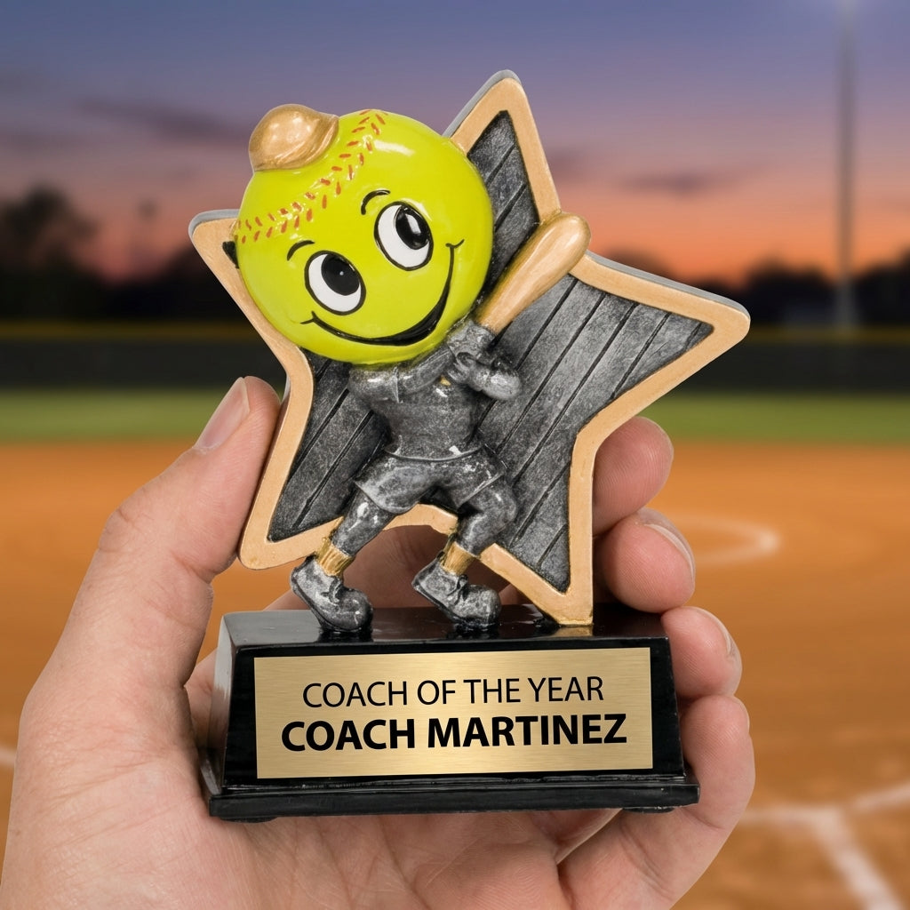Personalized Softball Trophy 5" - Custom Engraved LPR for Team, Coach & MVP - View 5