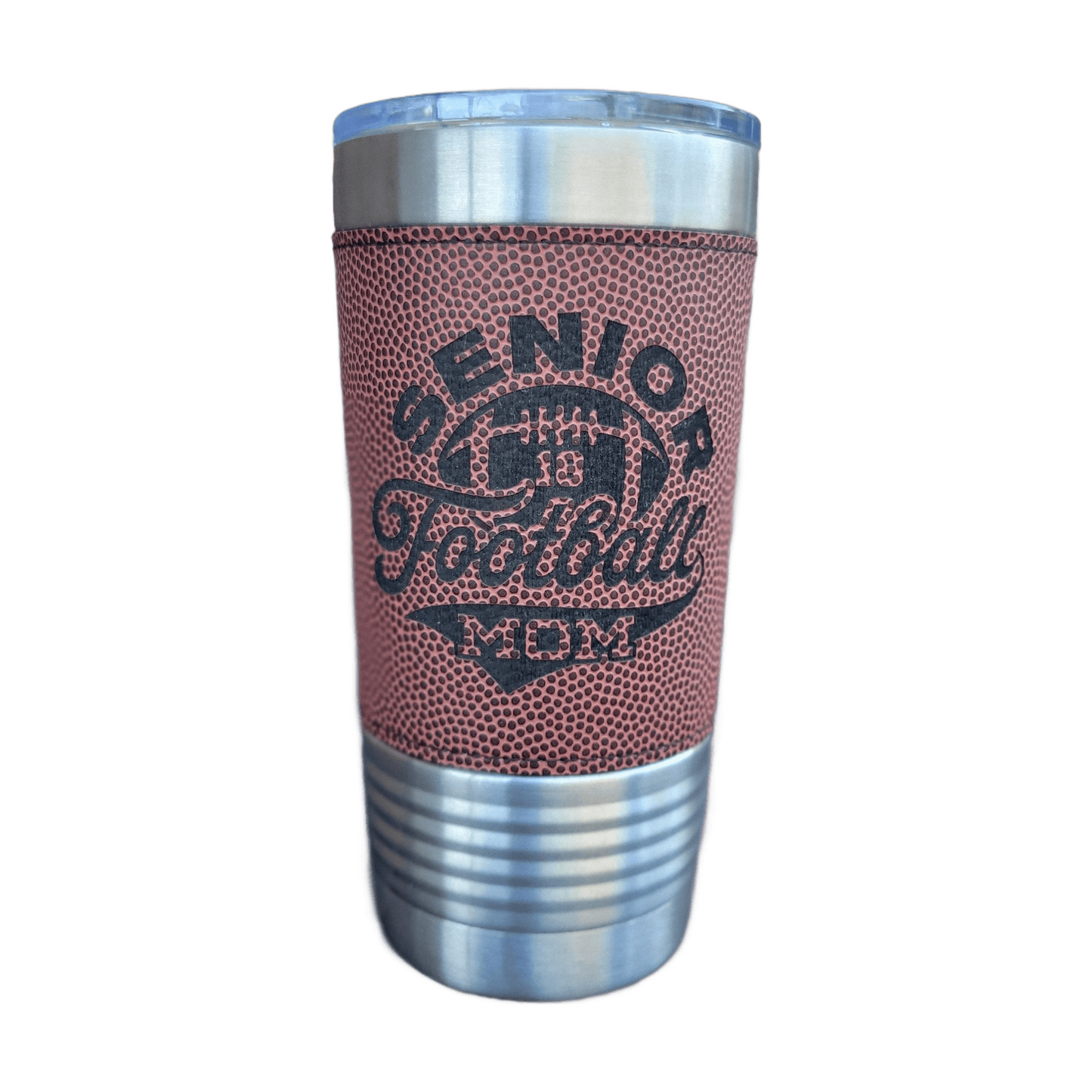 Personalized Football Tumbler! Insulated Leatherette Tumbler with Football Texture! 20oz Football Drink Tumbler! Senior Mom 2024!