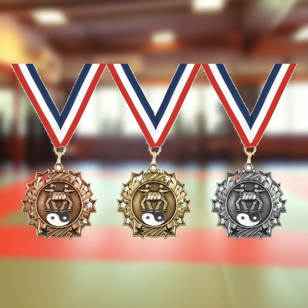 Personalized Martial Arts Team Medals, Martial Artist Medallions with Neck Ribbon, Martial Artist Awards for Players and C...