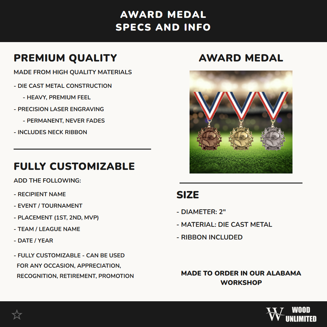 Personalized Football Team Medals, Football Player Medallions with Neck Ribbon, Football Player Awards for Players and Coaches