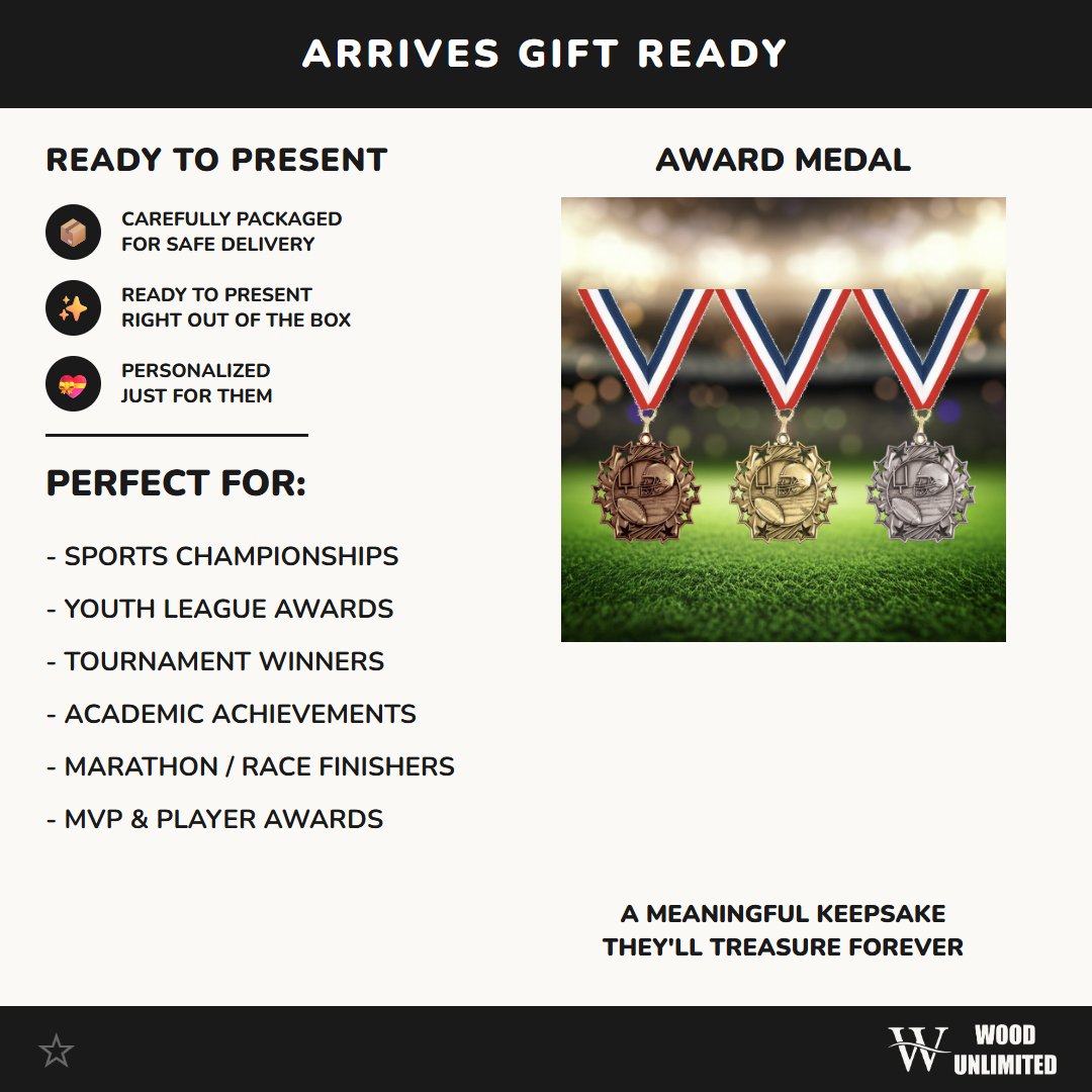 Personalized Football Team Medals, Football Player Medallions with Neck Ribbon, Football Player Awards for Players and Coaches